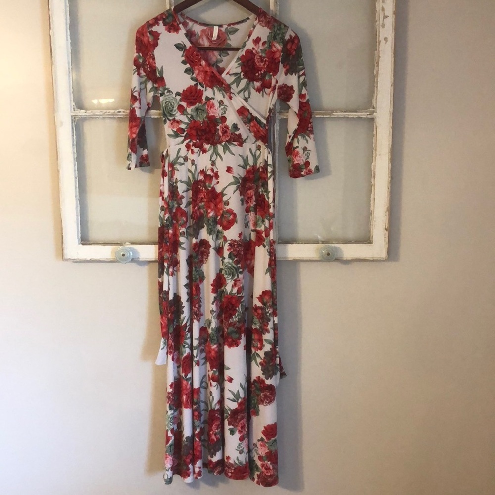 PINKBLUSH floral maxi wrap dress